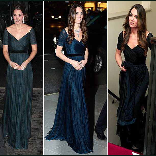 Dress: Jenny Packham; This tulle gown saw three outings, two in the same year. At the Kensington Palace, 2013, at the Portrait Gallery Gala, February 2014 and at St. Andrews 600th Anniversary Dinner, New York, December 2014