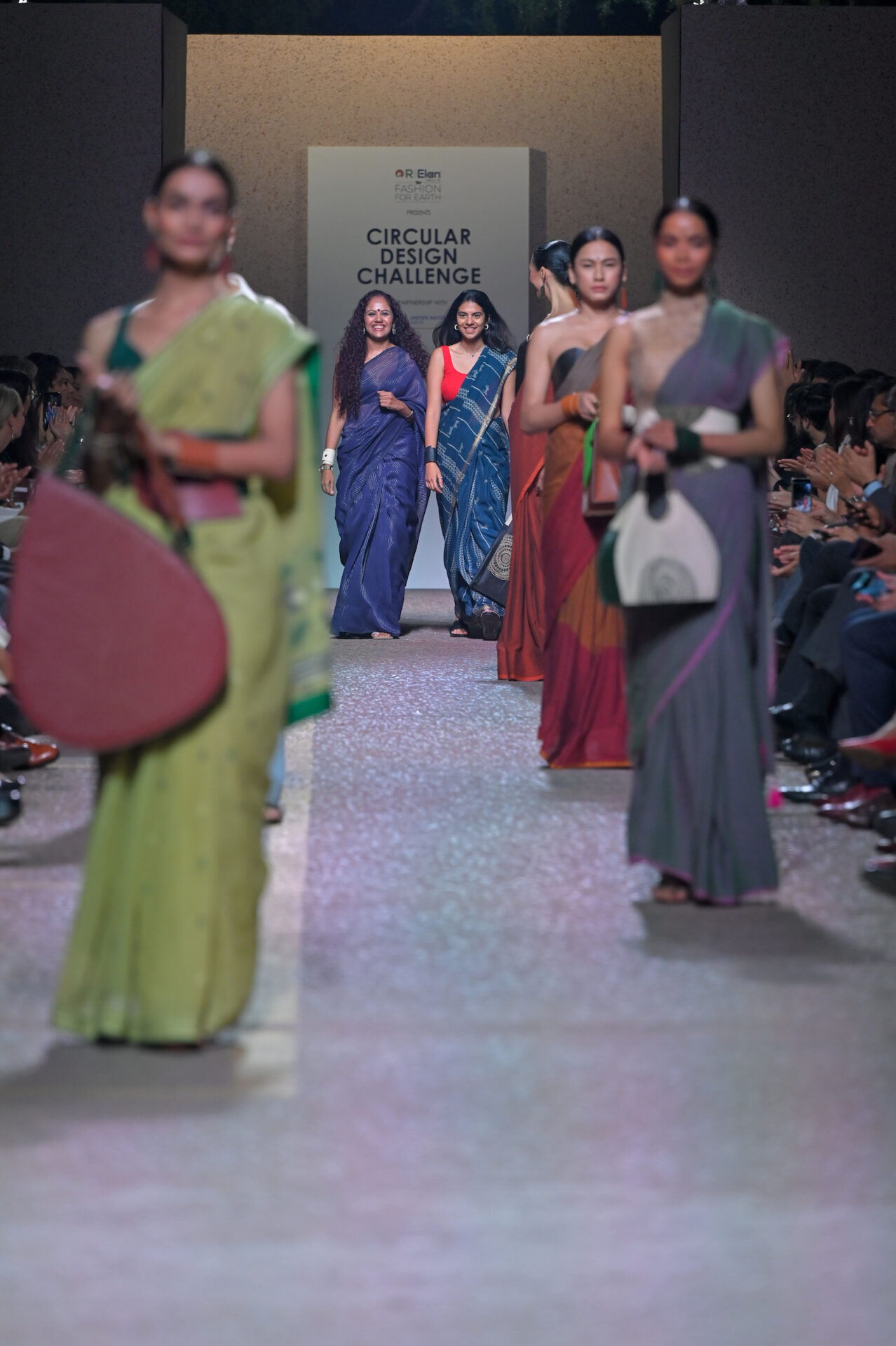 During Red carpet of R|ELAN PRESENTS CIRCULAR DESIGN CHALLENGE IN PARTNERSHIP WITH THE UNITED NATIONS IN INDIA show at the Lakmé Fashion Week 2023 at Pragati Maidan in New Delhi, India on 12th October 2023. Lakmé Fashion Week 2023 at Pragati Maidan in New Delhi, India on 12th October 2023 Photo: Perfect Shadows / FDCI x Lakme Fashion Week / RISE Worldwide