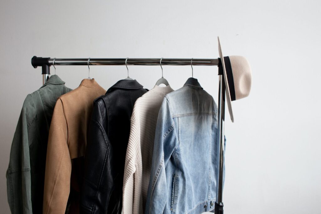 Jackets on a hanger.
