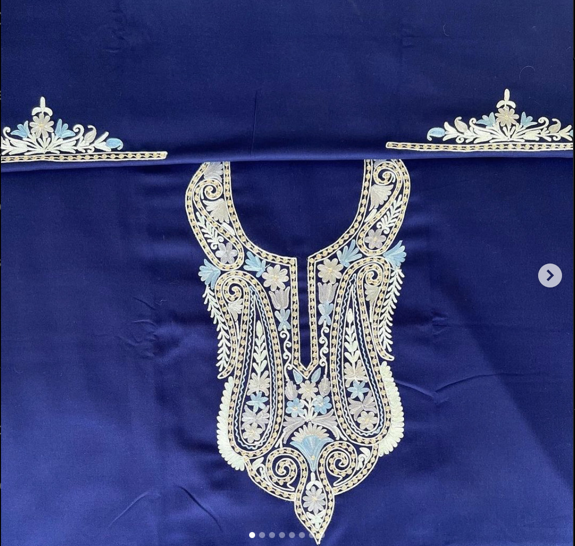 A closeup of the aari work Kashmiri embroidery