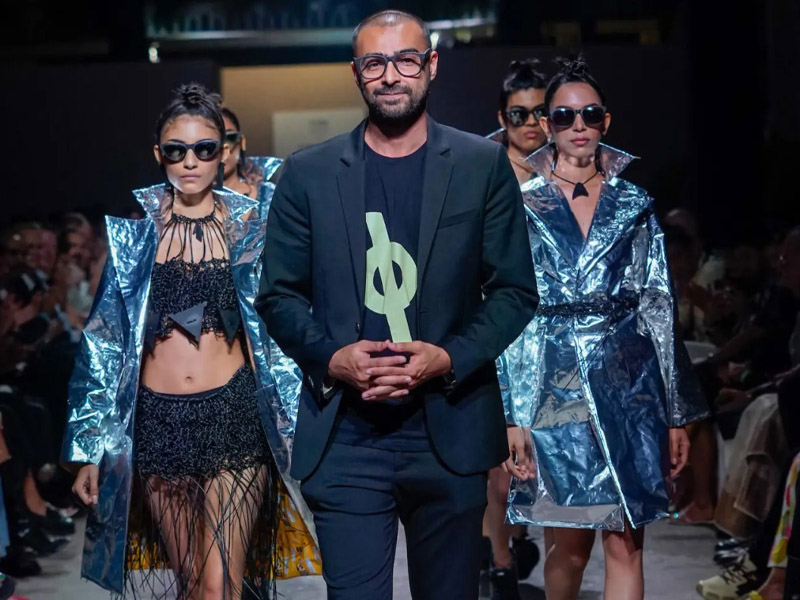 Sunglasses made of MLP (multi-layered plastic) on the Lakme Fashion Week Runway. https://ashaya.in/without/