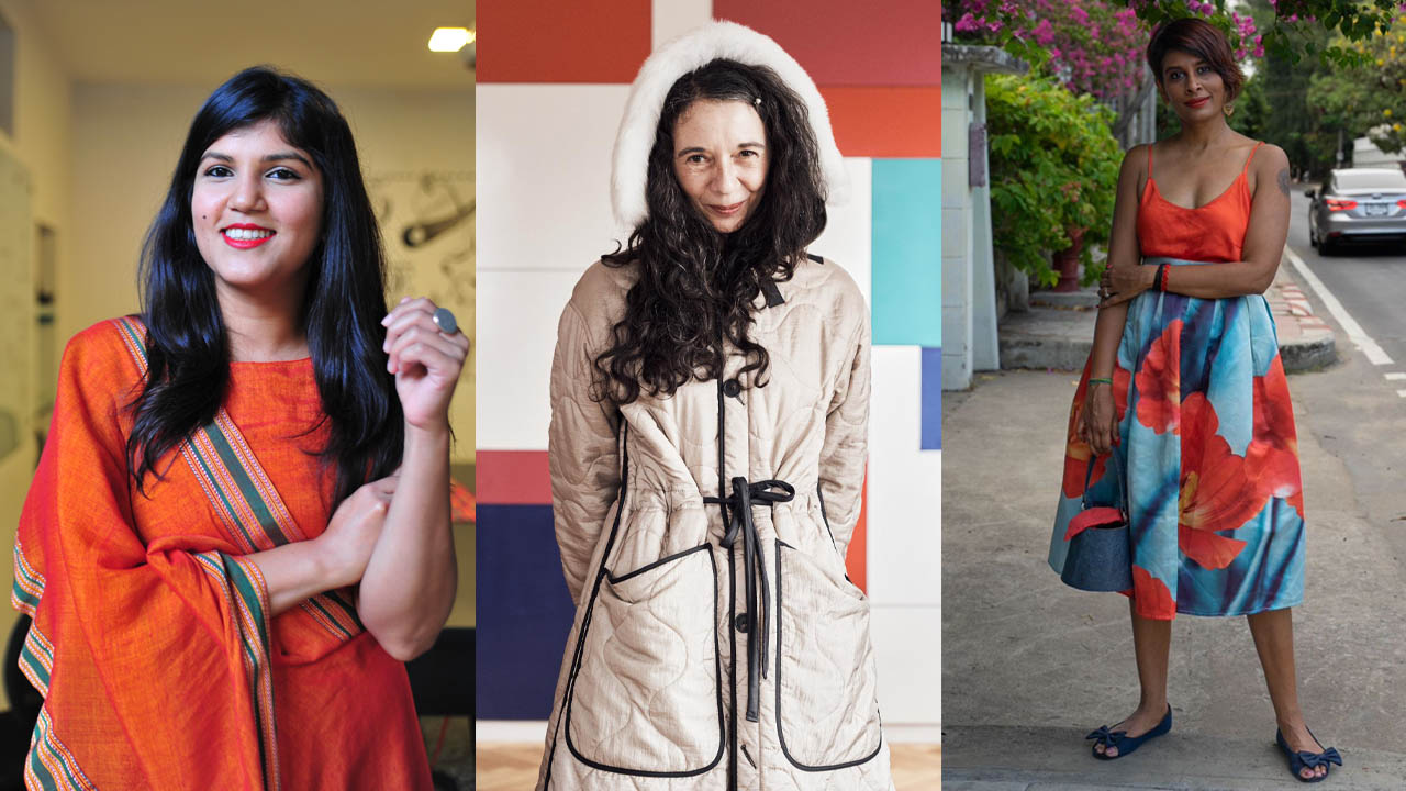 Orsola de Castro, co-founder of Fashion Revolution and author of Loved Clothes Last, Sahar Mansoor, founder of Bare Necessities, and Aparna Sharma, writer and sustainable fashion influencer