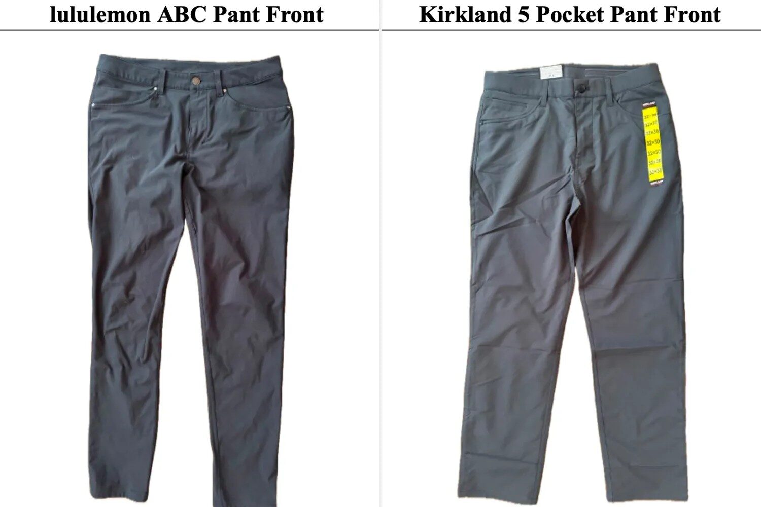 Samples produced at the Lululemon and Costco lawsuit. Photo credit: UNITED STATES DISTRICT COURT CENTRAL DISTRICT OF CALIFORNIA